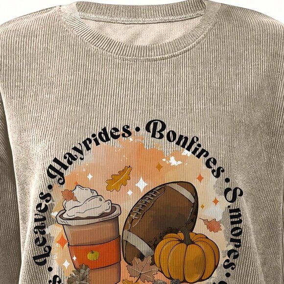 Khaki Casual Women's Letter Print Sweatshirt - Picture 5 of 5